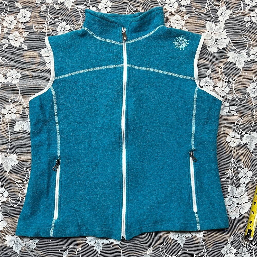 Ivanhoe Of Sweden Wool Sleeveless Jacket Zip Vest Size 42 Teal